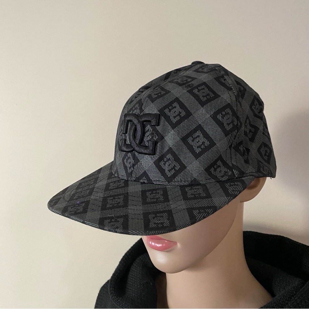 DC Shoes Logos Black and Gray Flexfit Cap Hat